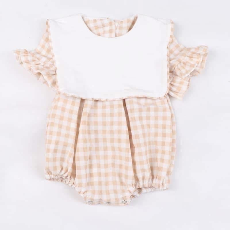 PREORDER: Khaki Gingham Girls Bubble