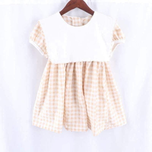 PREORDER: Khaki Gingham Girls Dress