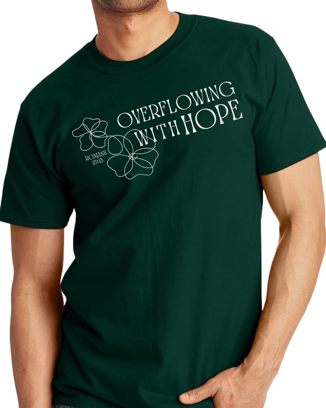 Overflowing With Hope  - Embroidered T-Shirt