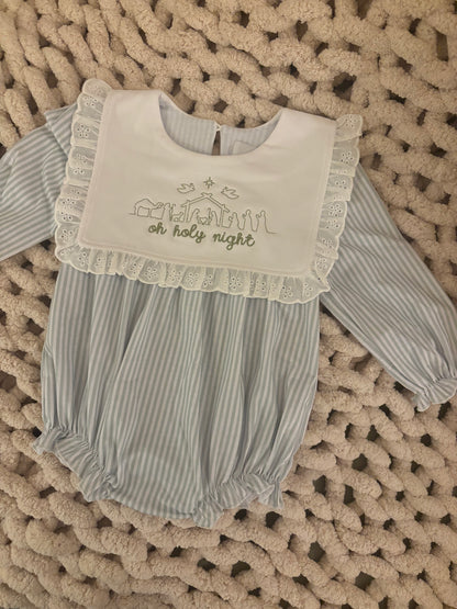 Girls/Boys Sage Green Striped Bubbles