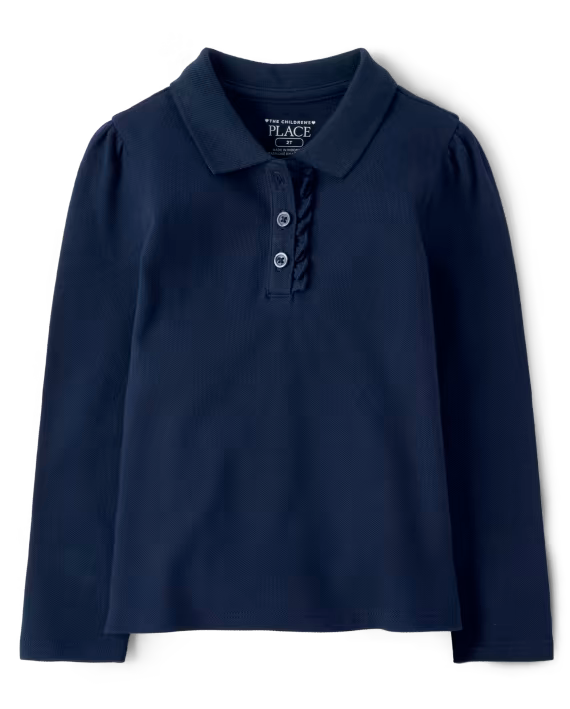 Toddler Girls Ruffle Polo Long Sleeve