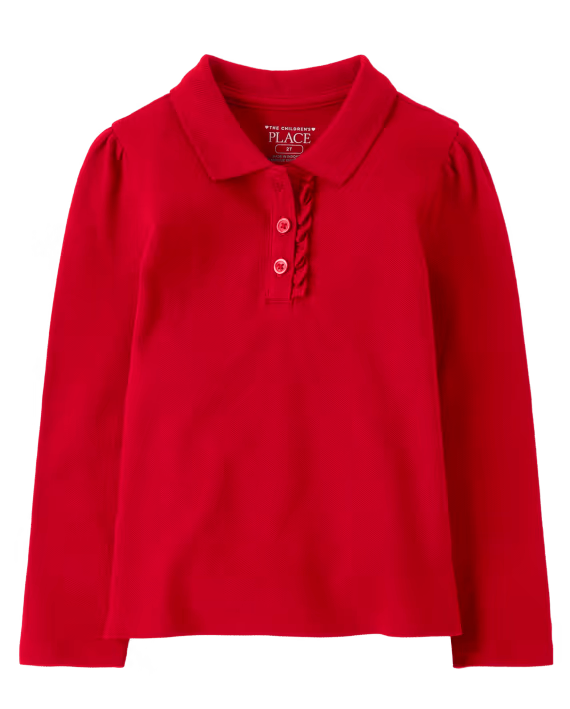 Toddler Girls Ruffle Polo Long Sleeve