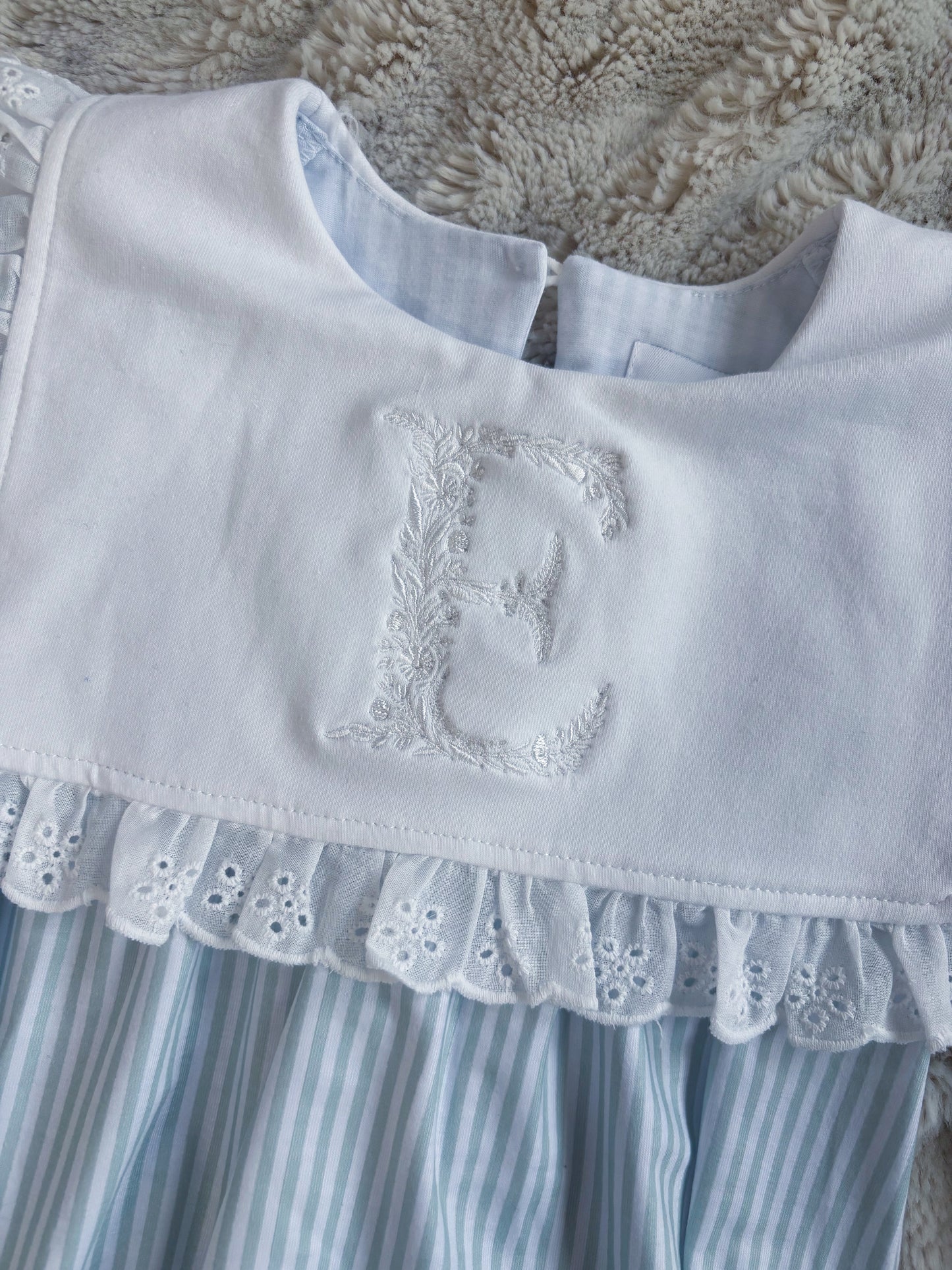 Girls/Boys Sage Green Striped Bubbles